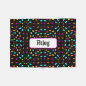 Farbige Retropunkte 80er inspiriert schwarz Fleecedecke (Vorderseite (Horizontal))