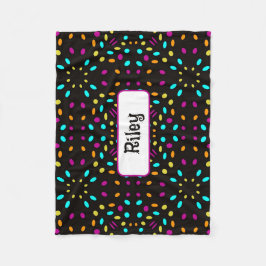 Farbige Retropunkte 80er inspiriert schwarz Fleecedecke