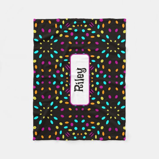 Farbige Retropunkte 80er inspiriert schwarz Fleecedecke (Vorderseite)
