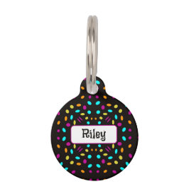 Farbige Retropunkte 80er inspiriert schwarz Haustiermarke