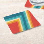 Farbige Retrostreifen - 70er, 80er Rechteckiger Pappuntersetzer (angewinkelt)