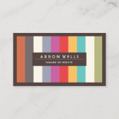 Farbige Retrostreifen Streifen Visitenkarte (Vorderseite)