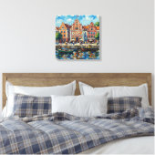 Farbige Riga-Wasserfront-Stadtansicht auf Leinwand (Insitu (Schlafzimmer))