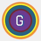 Farbige Ringe mit Monogramm Runder Aufkleber (Vorderseite)