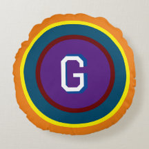 Farbige Ringe mit Monogramm Rundkissen