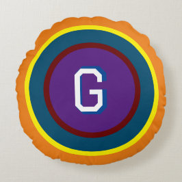 Farbige Ringe mit Monogramm Rundkissen Rundes Kissen
