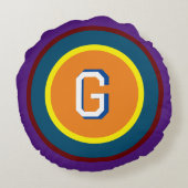 Farbige Ringe mit Monogramm Rundkissen Rundes Kissen (Rückseite)