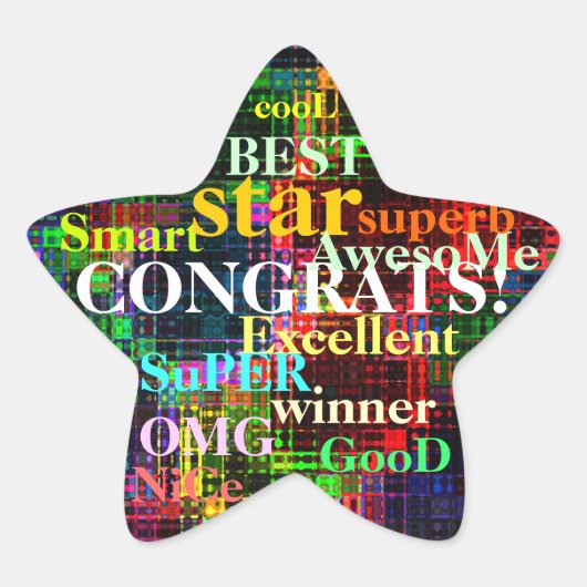 Farbige Ripples Stern-Aufkleber (Vorderseite)