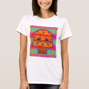 Farbige Robot-Skull-Malerei T-Shirt
