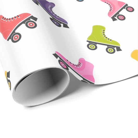Farbige Roller-Skate Design Wrapping Paper Geschenkpapier (Rolleneckpunkt)