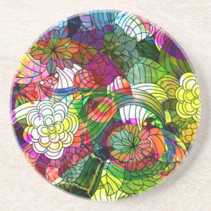 Farbige romantische Blumen-Collage Untersetzer