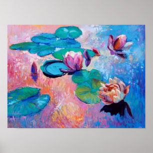 Farbige rosa Abstrakte florale Kunst drucken Poster