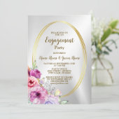 Farbige rosa, blühende goldene Rahmen für eine eng Einladung (Stehend Vorderseite)