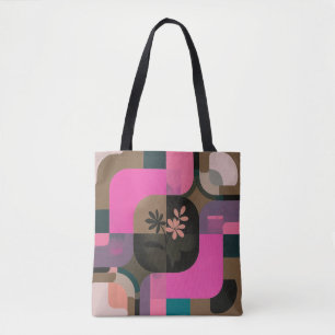 Farbige rosa Blumen-Tasche – Moderne geometrische Tasche