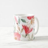 Farbige, rosa Blumenmuster  Kaffeetasse (VorderseiteRechts)