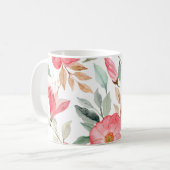 Farbige, rosa Blumenmuster  Kaffeetasse (Vorderseite Links)