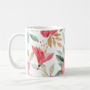 Farbige, rosa Blumenmuster  Kaffeetasse