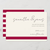 Farbige rosa Fuchsia Streifen handschriftlich Save The Date (Vorne/Hinten)