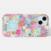 Farbige rosa Garten-Monogramm Case-Mate iPhone Hülle (Rückseite (Horizontal))