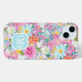 Farbige rosa Garten-Monogramm Case-Mate iPhone Hülle (Rückseite (Horizontal))