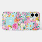 Farbige rosa Garten-Monogramm Case-Mate iPhone Hülle (Rückseite (Horizontal))