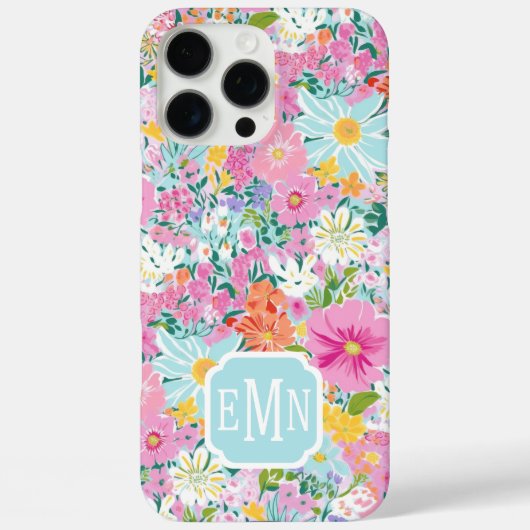 Farbige rosa Garten-Monogramm Case-Mate iPhone Hülle (Rückseite)