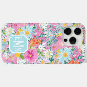 Farbige rosa Garten-Monogramm Case-Mate iPhone Hülle (Rückseite (Horizontal))