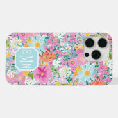 Farbige rosa Garten-Monogramm iPhone Hülle (Rückseite (Horizontal))