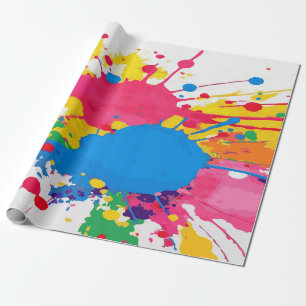 Farbige rosa, gelbe und blaue Spritzlackierung Geschenkpapier