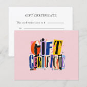Farbige rosa Geschäftsgeschenkgutschein (Vorne/Hinten)