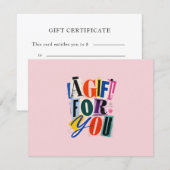 Farbige rosa Geschäftsgeschenkgutschein (Vorne/Hinten)