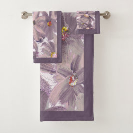 Farbige, rosa gestrichene Blume Badhandtuch Set