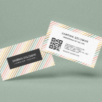 Farbige rosa grüne Streifen Pastellfarben QR CODE