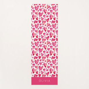 Farbige rosa Herz Muster personalisiert Yogamatte