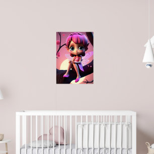 Farbige rosa Pixie-Fee-Kinder-Wandposter Poster