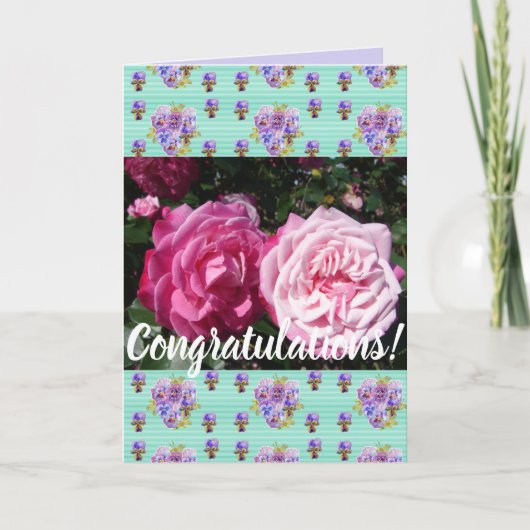 Farbige rosa Rosenblütenkarte Karte (Vorderseite)