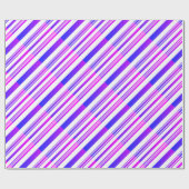 Farbige rosa und blaue Streifen auf Weiß Geschenkpapier (Flach)