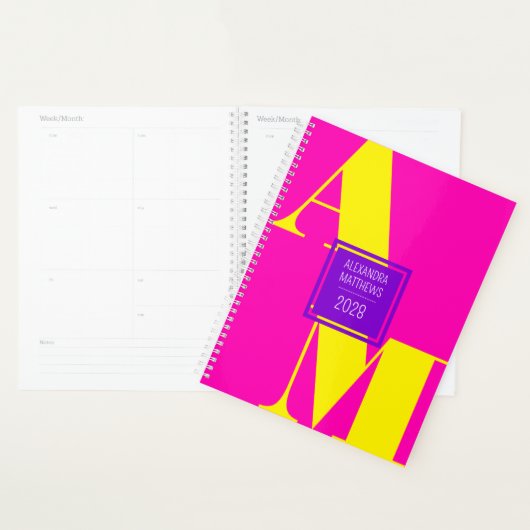 Farbige Rosa und gelbe Monogramm Planer (Anzeige)