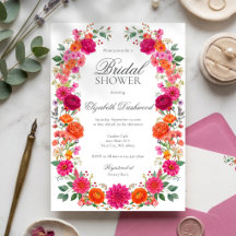 Farbige rosa und orangefarbene florale Hochzeitsdu