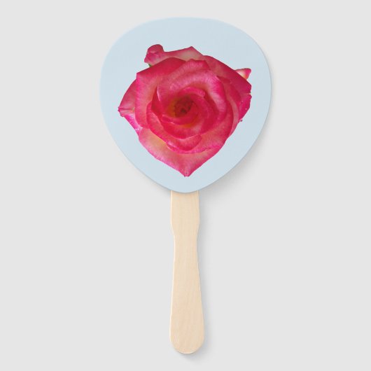 Farbige Rose am Handlüfter Fächer (Vorderseite)