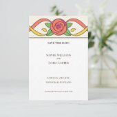 Farbige Rose Art Deco Save The Date (Stehend Vorderseite)