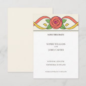 Farbige Rose Art Deco Save The Date (Vorne/Hinten)