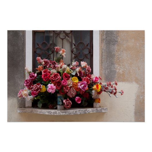 Farbige Rose aus Kunststoff Poster (Vorderseite)