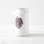 Farbige Rose Blume Bierglas (Vorderseite Links)