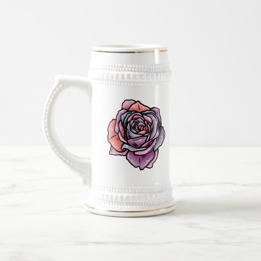 Farbige Rose Blume Bierglas (Links)