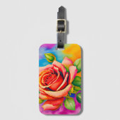 Farbige Rose Blume Digitales Bild Gepäckanhänger (Vorderseite Vertikal)