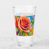 Farbige Rose Blume Digitales Bild Glas (Rückseite)