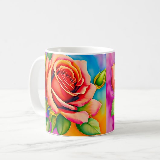Farbige Rose Blume Digitales Bild Kaffeetasse (Vorderseite Links)