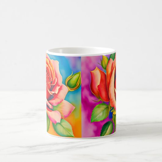 Farbige Rose Blume Digitales Bild Kaffeetasse (Mittel)
