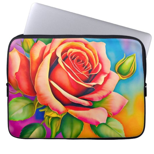 Farbige Rose Blume Digitales Bild Laptopschutzhülle (Vorderseite)